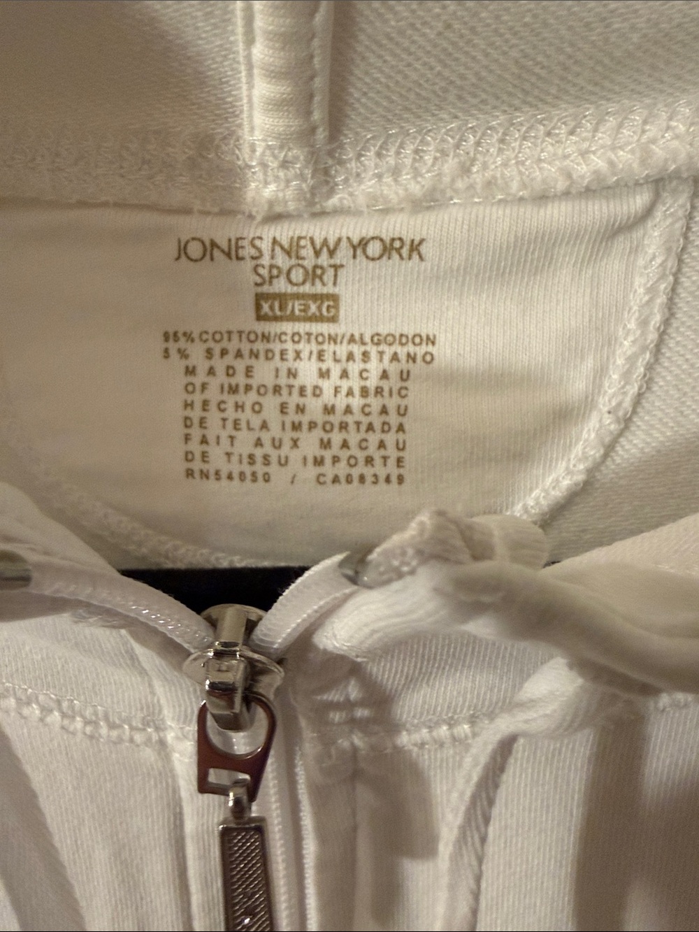 Jones New York Sport White Zip Hoodie with Silver Hardware XL - Picture 2 of 8